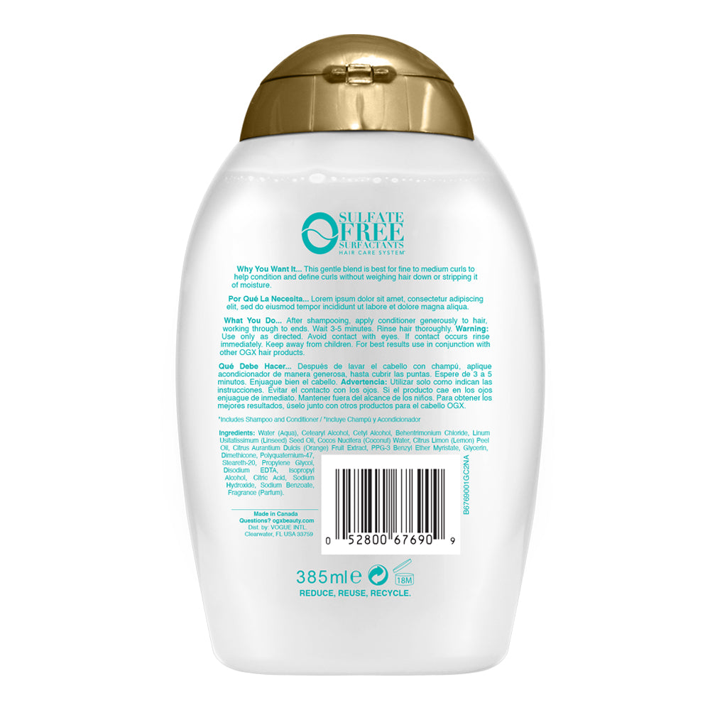 OGX Acondicionador Hidratación Ligera Coconut Fine Curls 385ml