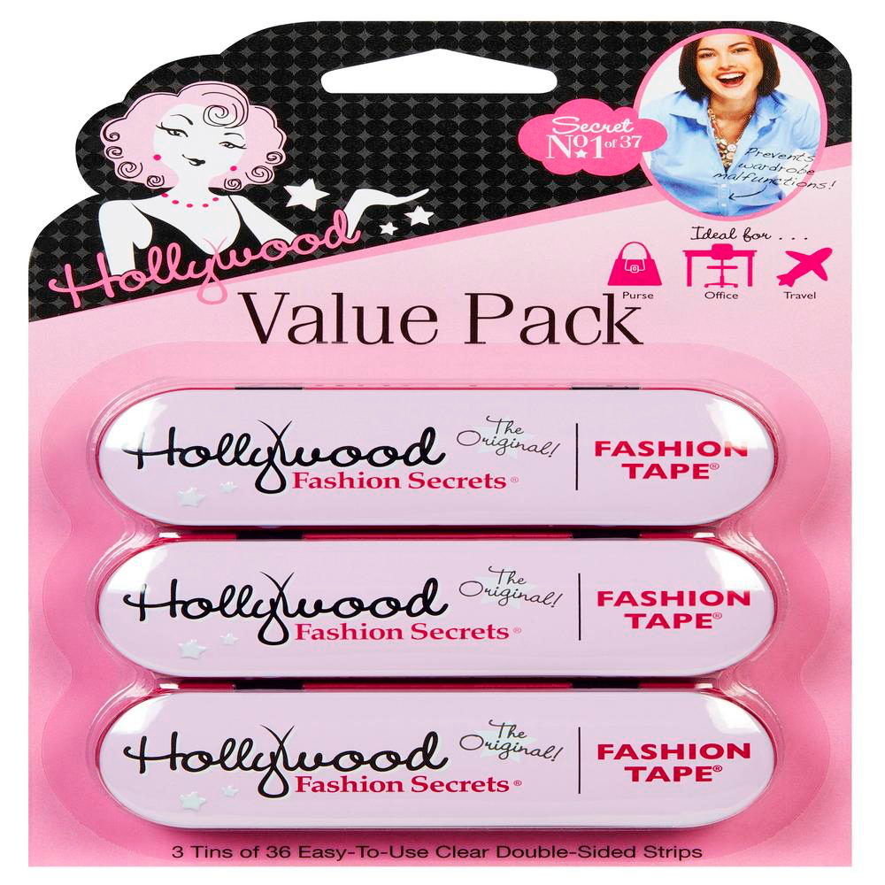 Hollywood Fashion Secret Cinta Adhesiva Doble Cara, Para Tela, Piel, 36 ct / 3 Packs