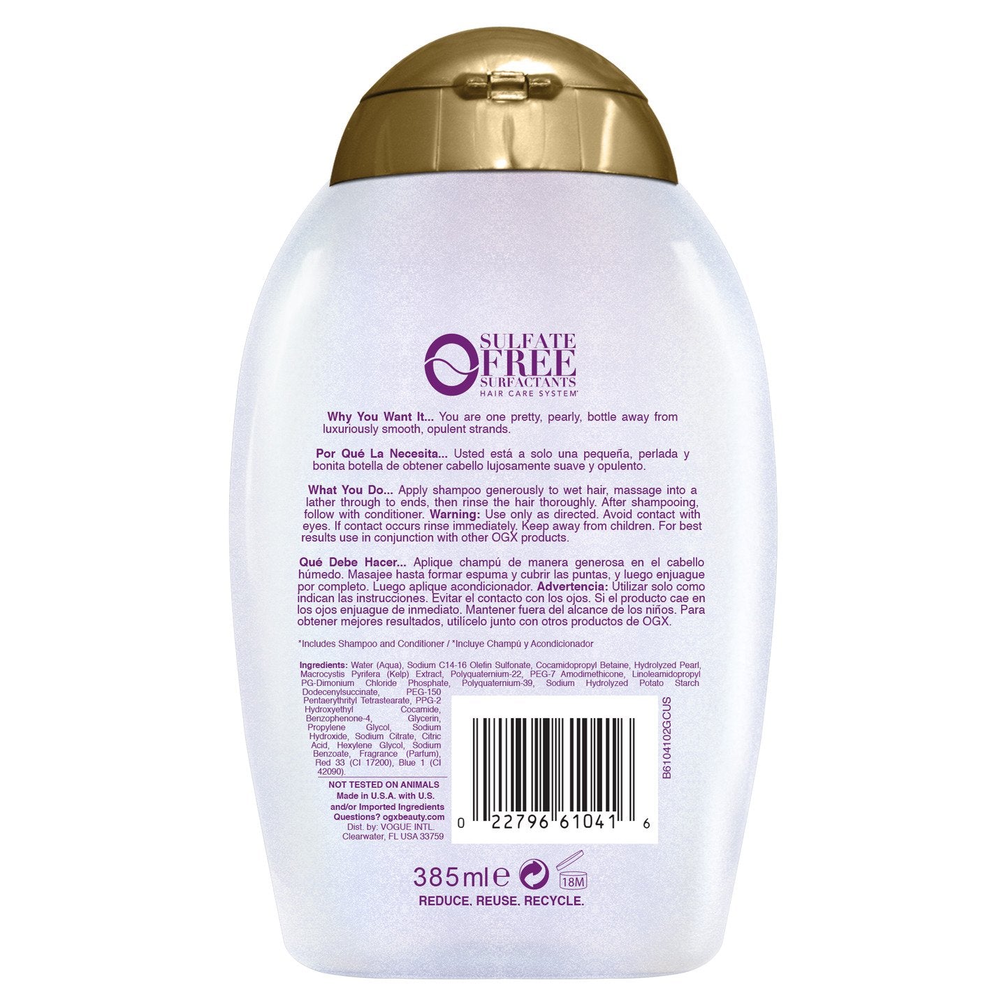 OGX Shampoo Suavizante de Perla Liquida 385ml