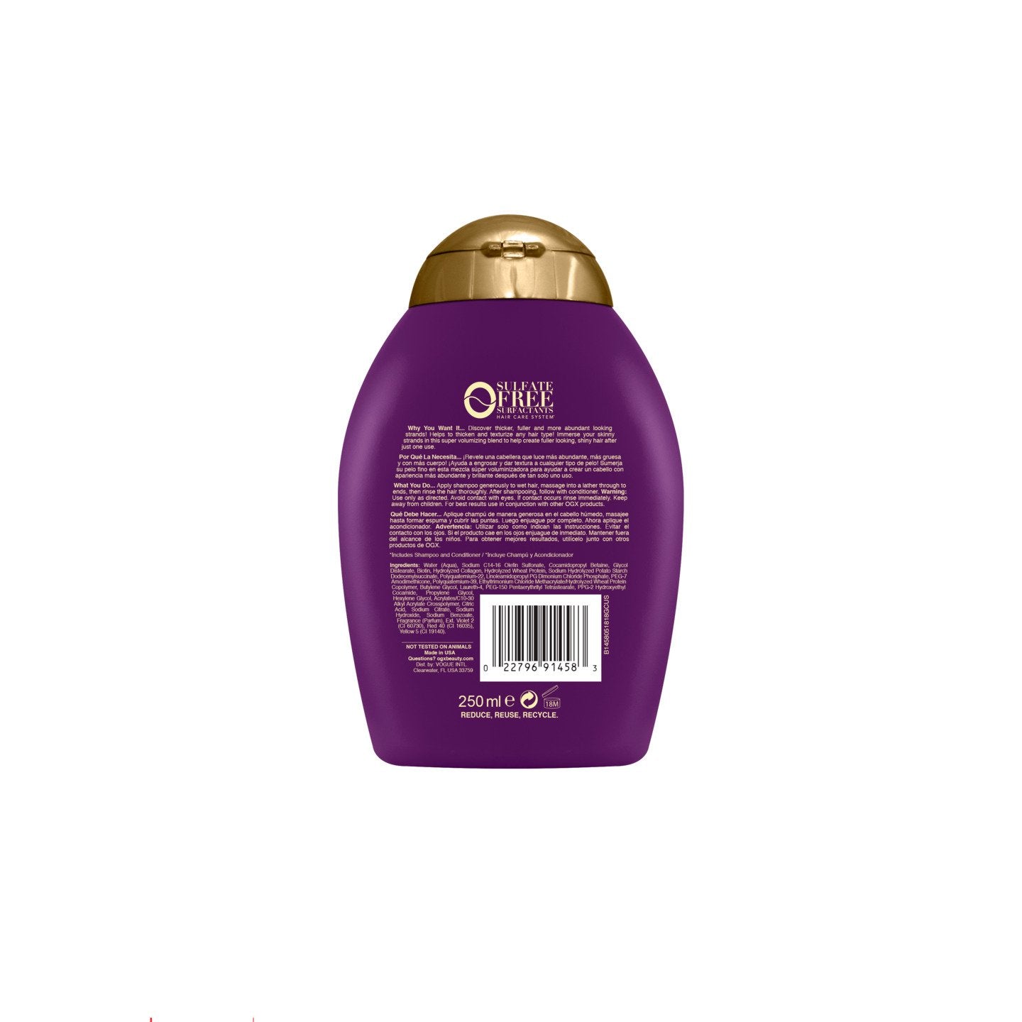 OGX MINI Shampoo Volumen y Fuerza de Biotina y Colageno 250ml