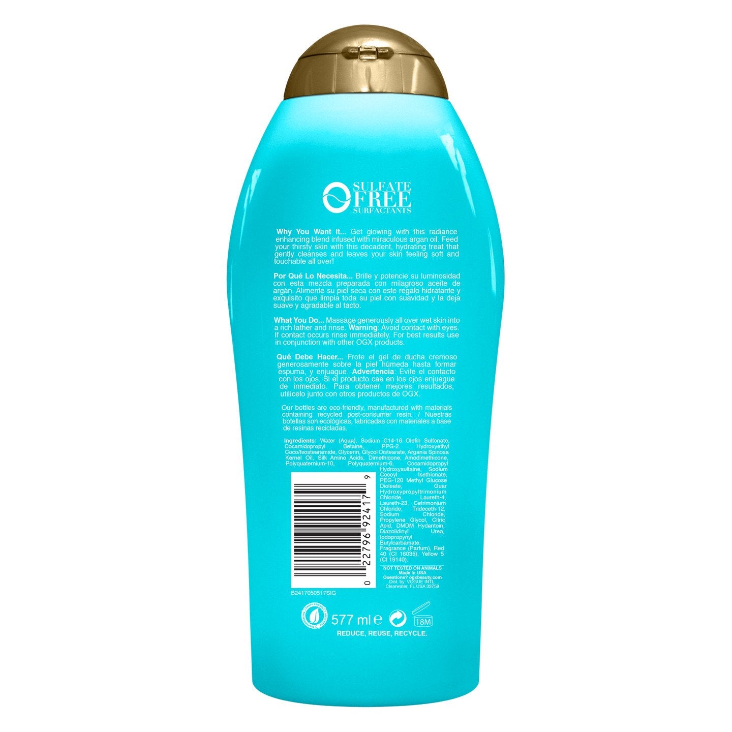 OGX Body Wash Extra Hidratante de Aceite de Argan de Marruecos  577ml