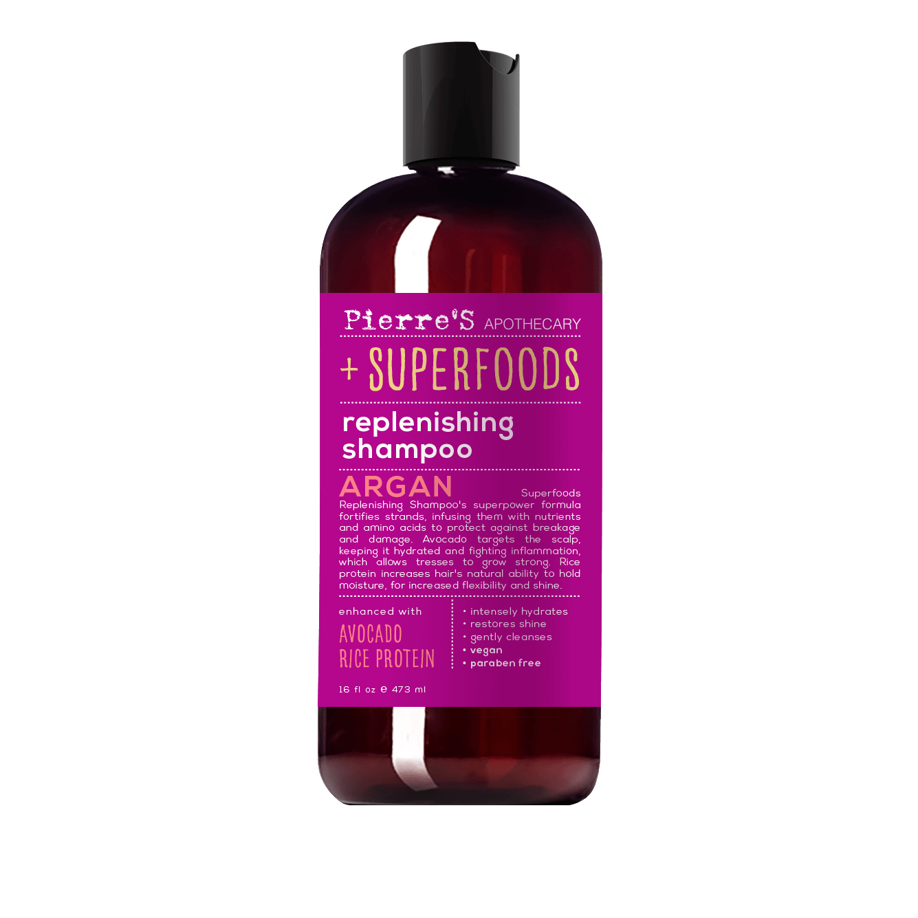 Pierre's Apothecary Shampoo Argán con Aguacate + Proteina de Arroz 473 ml